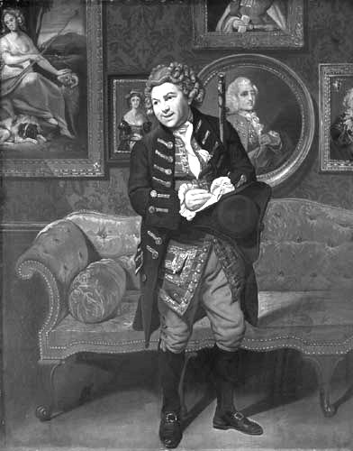 Robert Baddeley in 'The School for Scandal', ca. 1781 (Grafik von Johann Zoffany)